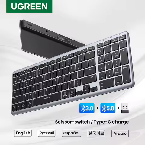 UGREEN Keyboard Wireless Bluetooth 5.0 2.4G Russian/Korean/EN 99 Keycaps For MacBook iPad PC Tablet 
