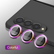 สำหรับ Samsung Galaxy Z Flip5 4พับ5 Fold4 Flip4 ZFlip5 4 ZFold4 5 5กรัม2023โค้งงอสุดหรูวงแหวนกล้องโลหะกระจกเทมเปอร์หลังปกป้องเลนส์กล้องถ่ายรูปฟิล์มเลนส์ป้องกันหน้าจอ