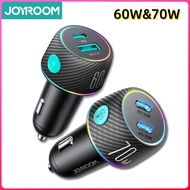JOYROOM70W USB C Car Charger Super Fast Dual C Car Charger Cigarette Lighter Adapter Fit with Light 