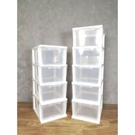 Minimalist 4/5 Tingkat Plastik Laci Almari Rak Baju Transparent Plastic Drawer Cabinet Clothes Storage Cupboard Rack