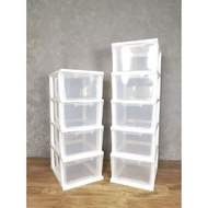 Minimalist 4/5 Tingkat Plastik Laci Almari Rak Baju Transparent Plastic Drawer Cabinet Clothes Stora