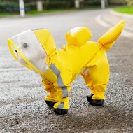 [Ready Stock] Full Coverage 4 Legs Dog Rain Jacket with Hood&Reflective Strips&Leash Hole Pets Outdo