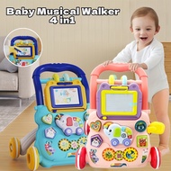 4 in1 Push Walker for Baby Multi-function Musical Push Walker Toddler Trolley for Kid Early Learning