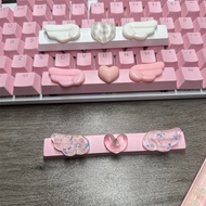 Cute Heart Wings Keycaps Handmade 6.25u Space Keycaps Supplement Keycaps DIY Mechanical Keyboard Dec