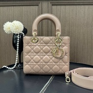 Dior lady dior四格戴妃包 藕粉豆沙粉 手提包肩背包