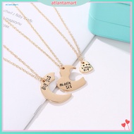 Atl| 3Pcs/Set Sister Necklace Set Heart Shape Family Contrast Color Siblings Three Sisters Lady Neck