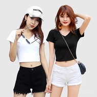 Top Women Short Sleeve Plain T-Shirt / Women's Crop Top V-Neck Basic Tee / Women's V-Neck Top / Wome