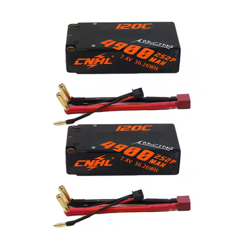 2 Packs CNHL 2S 7.4V 4900mAh Lipo Battery 120C Hard Case With Deans T Plug For RC Car Tank Boat Vehi