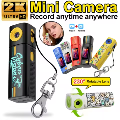 Thumb Mini Camera Lipstick Series 2K HD Portable Sports Camcorder for Students Lens 230°rotation Poc