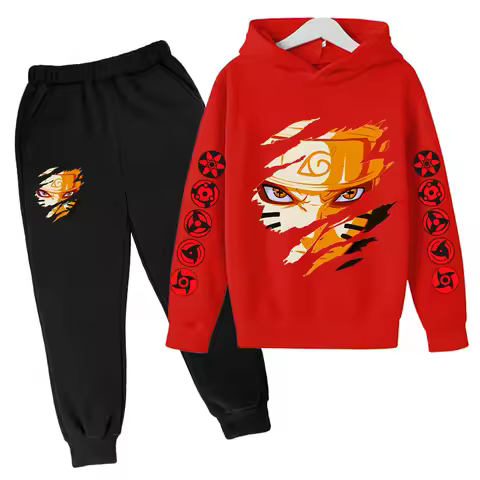 Naruto Hoodie Set Kids Clothes Boys Baby Girls Clothing Hooded Casual Sweaters Kids Hooded Clothes+p