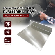 (7inch x 9inch) Plastering Tray Ceiling Work Stainless Steel L-Tray Gypsum Putty Tray Plaster Wall F