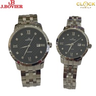 J.Bovier Black Dial Silver Stainless Steel Band Couple Watch B26-1002-111M/L [Official Warranty]