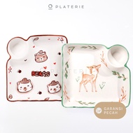 Ready To Ship!. Platerie Ceramic Dumpling Plate 8inch/19.5cm Characters