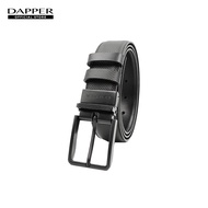 DAPPER เข็มขัดหนังแท้ Diagonal Reversible Pin Buckle Belt แบบใส่ได้ 2 ด้าน สีดำ
