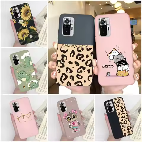 Cute Case For Xiaomi Redmi Note 10 Pro Note10 Pro Max Sunflower Cat Heart Cartoon Protective Bumper 