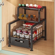 Kitchen Spice Rack Under Sink Storage Rack Slanted Spice Rack Multifunctional Pull-out Kitchen Organ