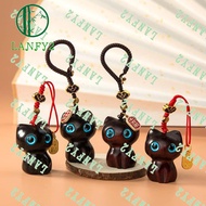 LANFY2 Wooden Cat Keychain Personality Hand Wrist Phone Accessories Sandalwood Wooden Phone Charm Ha
