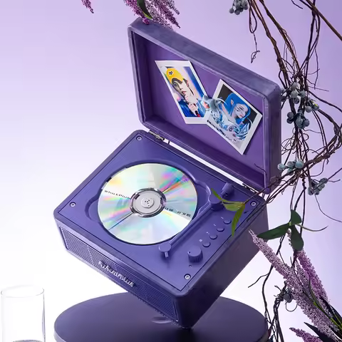 WhatPlus C300 Retro CD Player,with High Resolution Sound Quality,Bluetooth Stereo Audio Player Retro