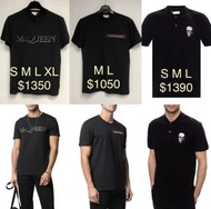 Alexander Mcqueen Tee  /polo tee 男装size S M L XL  $1050 -$1390