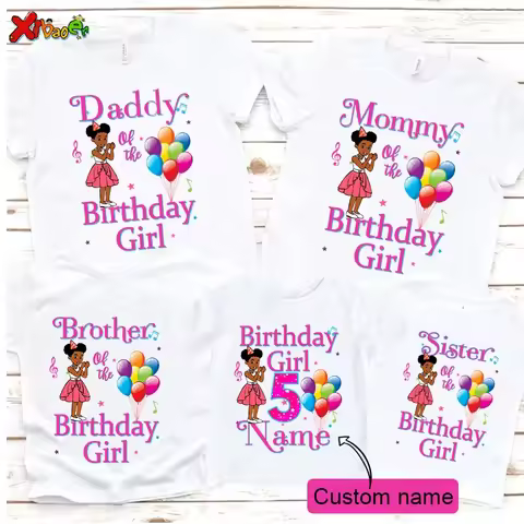 Family Matching Outfits Girls Birthday Party Shirt Personalized Name 5th 6th 8th Gracie's Corner Fam