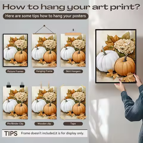 Autumn Pumpkin Canvas Wall Art Print Posters 30x40cm Painting Pictures Wall Bedroom Home Decoration 