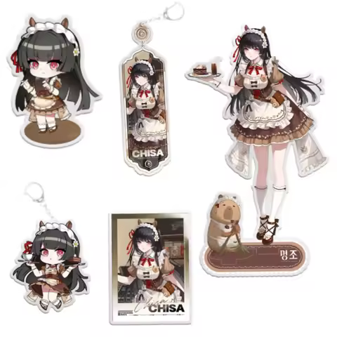Wuthering Waves Anime Character CHISA Maid Costume Standing Sign Model Keychain Pendant Transparent 