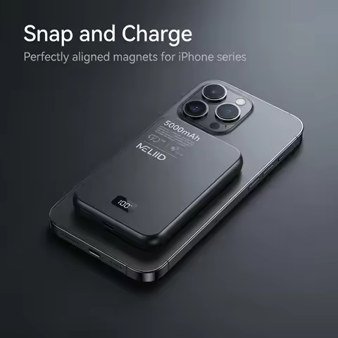 MELIID 5000mAh Magnetic Wireless Power Bank, PD 20W, LED Digital Display, for iPhone 17/16/15/14/13,