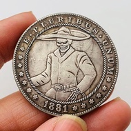 1881 Stray Coin Michael Jackson Skull Copper Silver Coin Playing 38mm Copper Coin Commemorative Coin