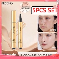 5pcs Set Gecomo Brush Concealer Pen Natural Brightening Concealer Stick Student Female Face Makeup T
