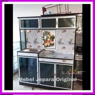 Wastafel & Meja Kompor - Rak Dapur Lemari Piring Pintu 6 Kaca