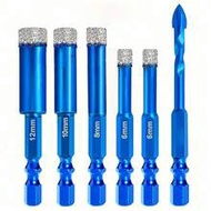 6pcs Diamond Drill Bit Set, 6mm, 6mm, 8mm, 10mm, 12mm, Includes 6mm Tungsten Carbide Drill Bits, Sui