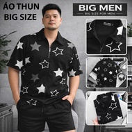 BIG MEN-Men's big size polo shirt with zipper and fashion star pattern 90-135kg_ star zipper polo