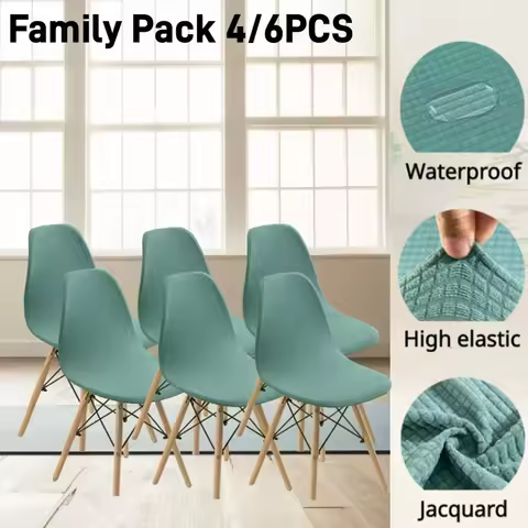1/4/6Pcs Family Pack Shell Chair Cover Waterproof Eames Seat Cover Thin in Summer Dining Room Antifo