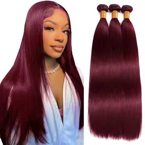 99J Burgundy Bundles Human Hair Straight Bundle Human Hair Red Color Brazilian Hair 1/3 Bundles Virg