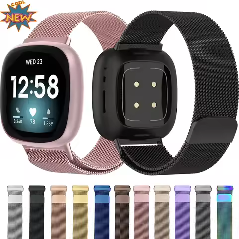 Official Metal Milanese Loop Strap for Fitbit Versa 4/Versa 3 Smartwatch Bracelet Band for Fitbit Se