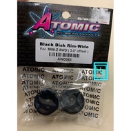 Atomic 1/28 Mini RC Car Black Disk Rim-Wide 3.0* Offset - AWD043