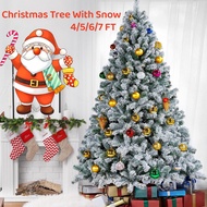 Snow Flocked Christmas Tree HighQuality XMas Decor Artificial Snow Tree With Metal Stand 4/5/6/7Feet