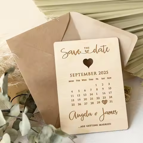 Custom Save The Date Wedding Invitation Laser Cut Wooden/Acrylic Engraved Date Calendar Save The Dat