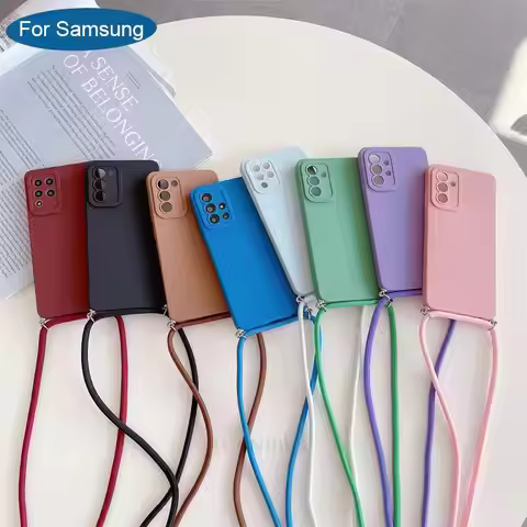 Crossbody Lanyard Silicone Case For Samsung Galaxy A12 A51 A71 A22 4G 5G A03S M53 M52 M23 M33 A31 A2