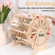 Wooden Grab Clip Hair Accessories Storage Rack Finishing Multi-Layer Rotatable 0 Degree Ferris Wheel