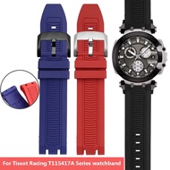 Getah Silikon Sukan untuk Tissot Racing Siri T115417A Tali Jam Tangan Takik Berganda Khas T115.427 G