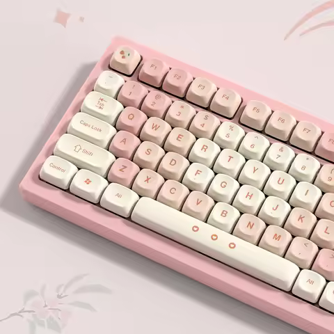 XVX MOA Keycaps Pink Cherry/sakura Keycaps Custom Keycaps for 75 Percent Dye-Sublimation 140 Keys Ke