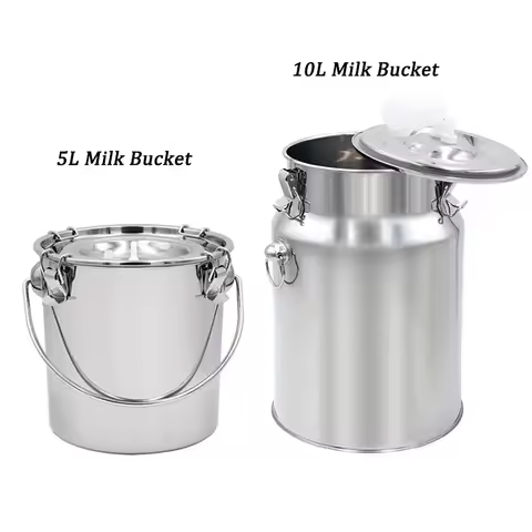 5/10L Stainless Steel Cow Milk Bucket Farm Cows Goats Vacuum Pump Bucket Pasture Cow Sheep Electric 