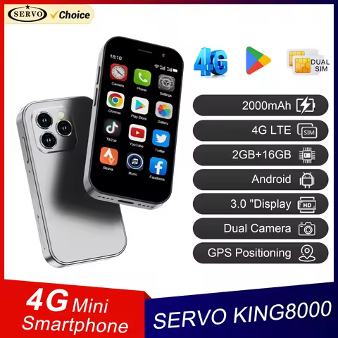SERVO KING8000 4G Cellular Network Mini Smartphone Android 10.0 2GB+16GB 3" Display 5MP Camera Dual