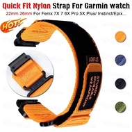 22mm 26mm Nylon Strap For Garmin watch Fenix5 5X Plus 7X 6 6X Pro Quick Release Replacement for fenix3HR Instinct Sport Band