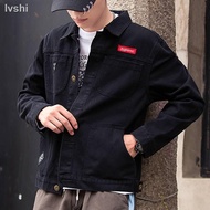 Korea ۩ஐ【Ready Stock】jaket jeans denim dress seluar lelaki 【Hot】 Jaket hitam versi Korea dari pakaian musim bunga baru trend jaket langsing COD