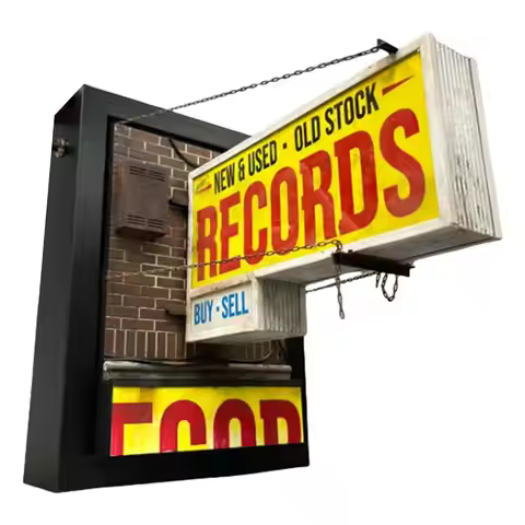 Record Store Wall Light Wall Decor Antique Shop Lightbox Yellow Eye-Catching Sign Elegant Exquisite
