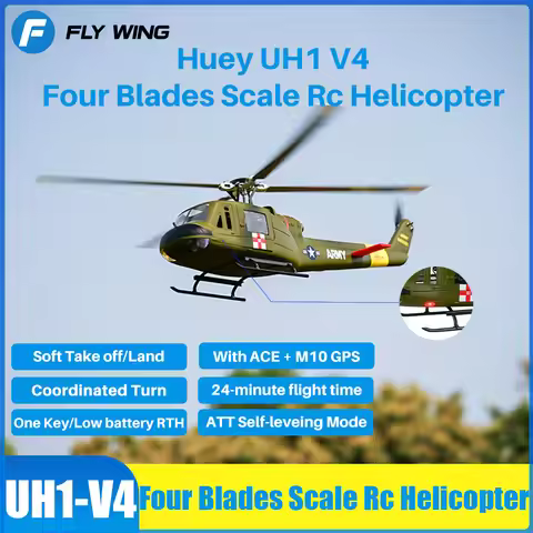 FLYWING UH1 V4 RC Helicopter 4 blades rotor head Helicopter Metal Rotor holder UH-1 V3 RTF 450 size 