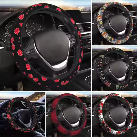 Naruto Akatsuki Car Steering Wheel Cover 37cm 14.5in To 38.1cm 15in Universal Car Steering Anti-slip