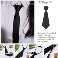 GESH Tie Silky Clip On Black Necktie